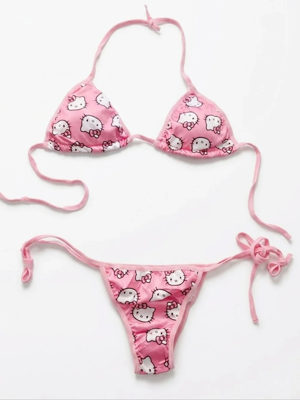 Hello Kitty Pink Tie Side Bikini Set NWOT
